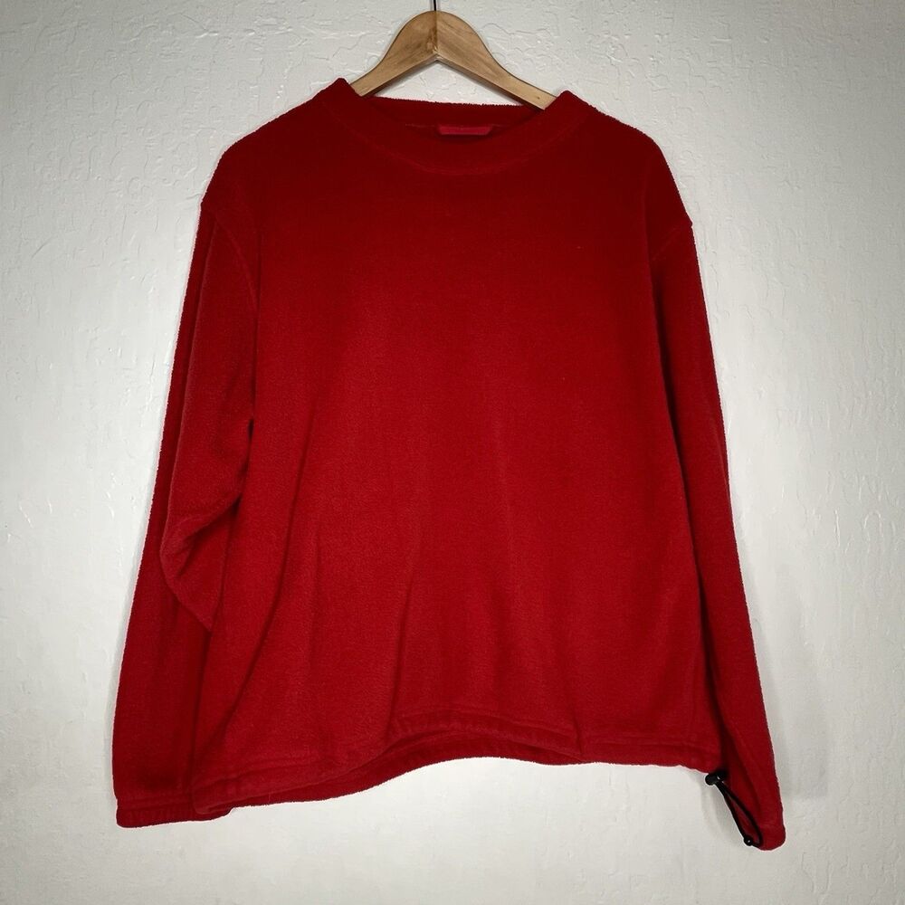 Vintage Lands End Red Fleece Pullover Sweatshirt Mens Size Medium